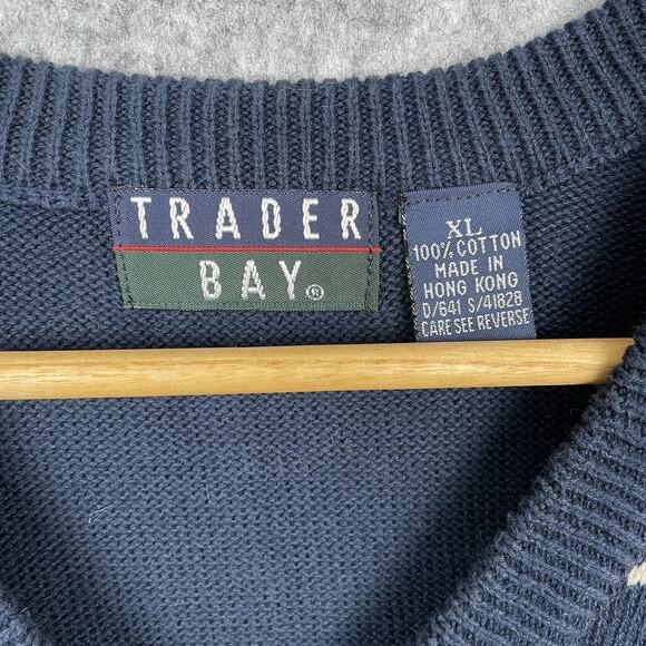 Vintage Trader Bay Windowpane Plaid Sweater Vest Mens XL Preppy Academia 90s - Picture 3 of 5